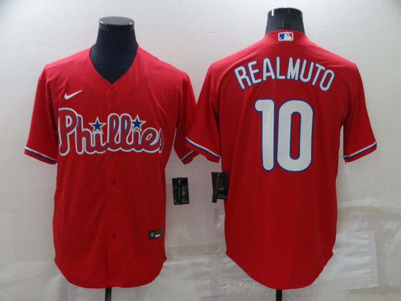 Men Philadelphia Phillies 10 Realmuto Red Game Nike 2022 MLB Jersey